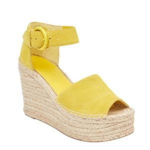Marc Fischer Alida Espadrille Suede Wedge Sandal Heels In Yellow Size 7.5